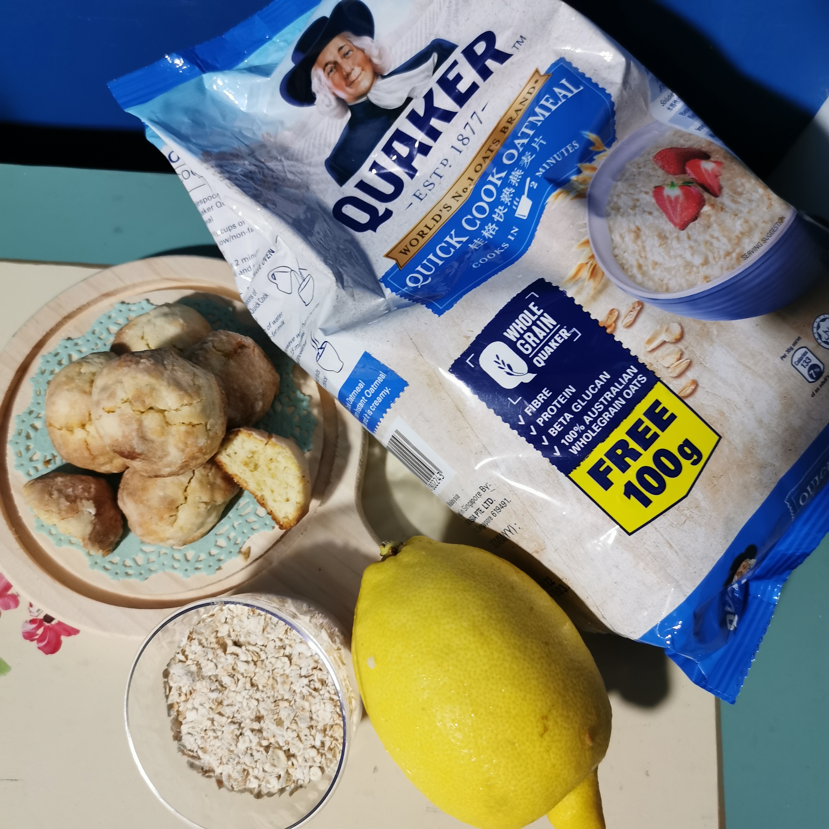 Lemon Crinkle Oats Cookies