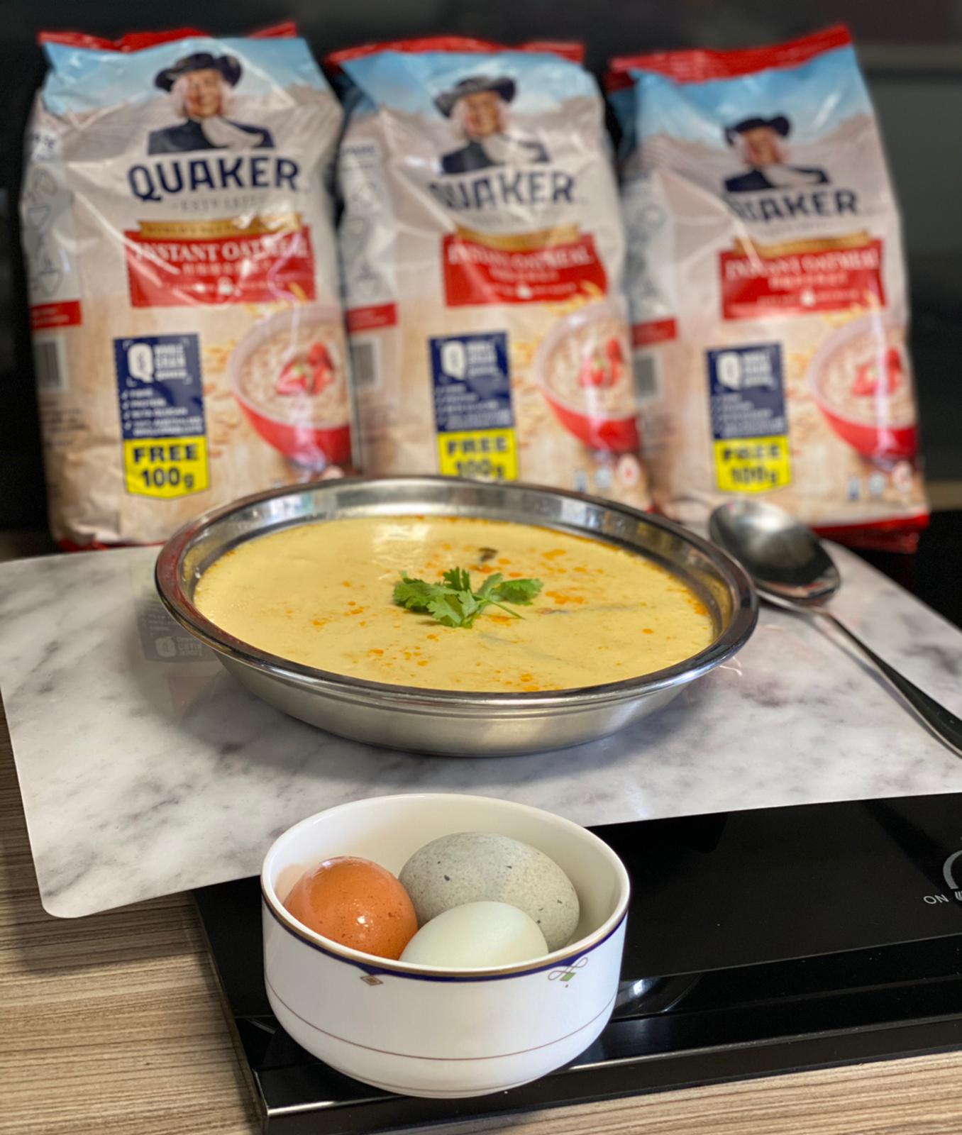 Steam trio egg custard with Quaker Oat