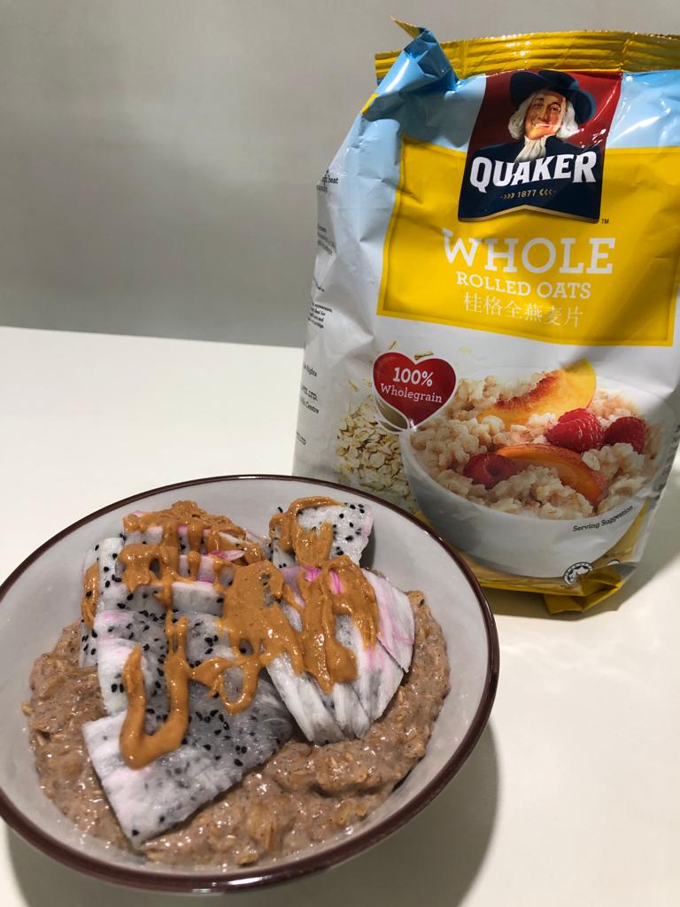 Dragon Stovetop rolled oats with peanut butter