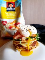 Egg Royale on Oatmeal Pancakes