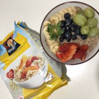 Banana infused stovetop with grapes and berries fruits