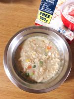 Shredded Chicken Oatmeal Porridge with Mixed Vegetables