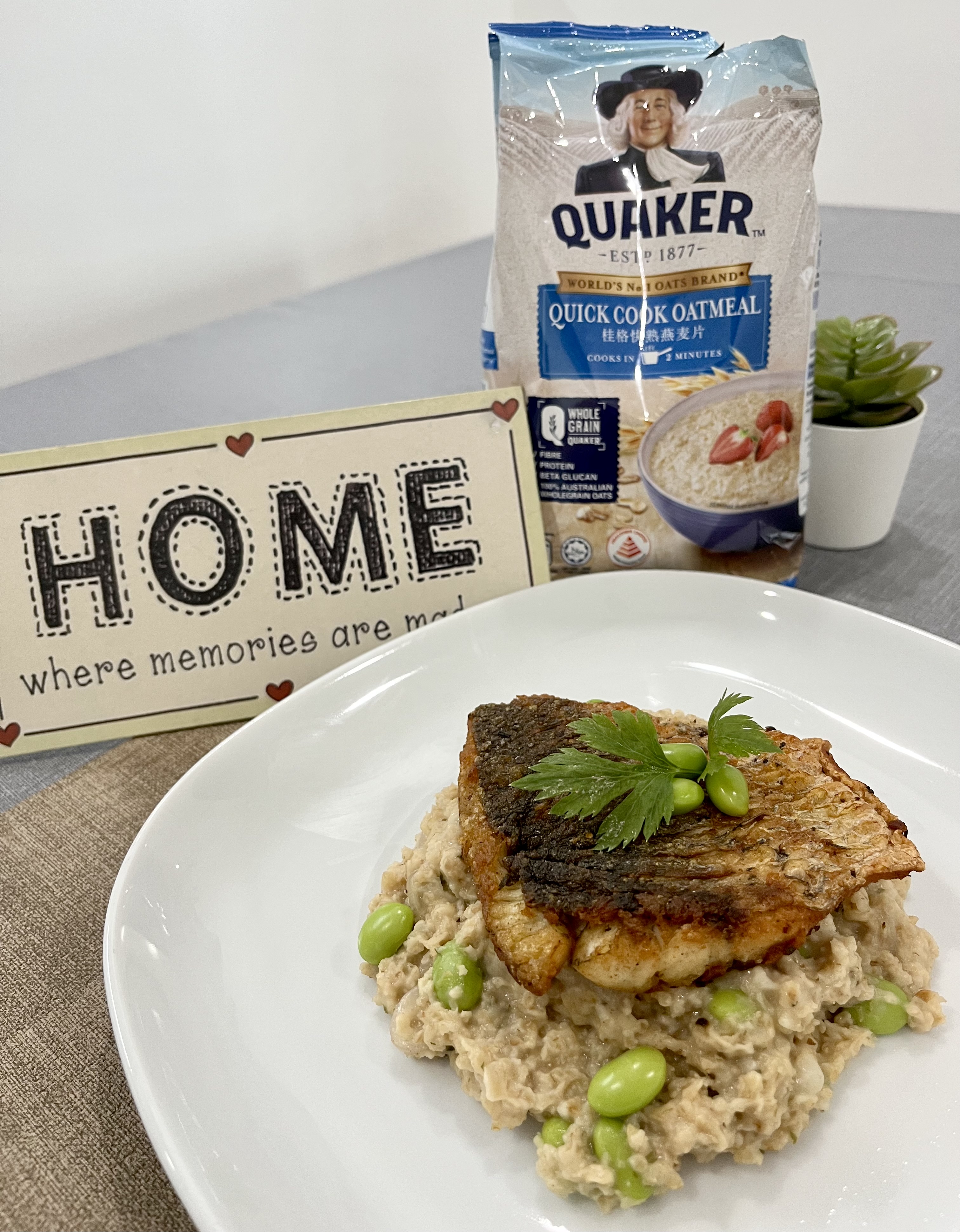 Oatmeal Risotto with Pan-Seared Sea Bass
