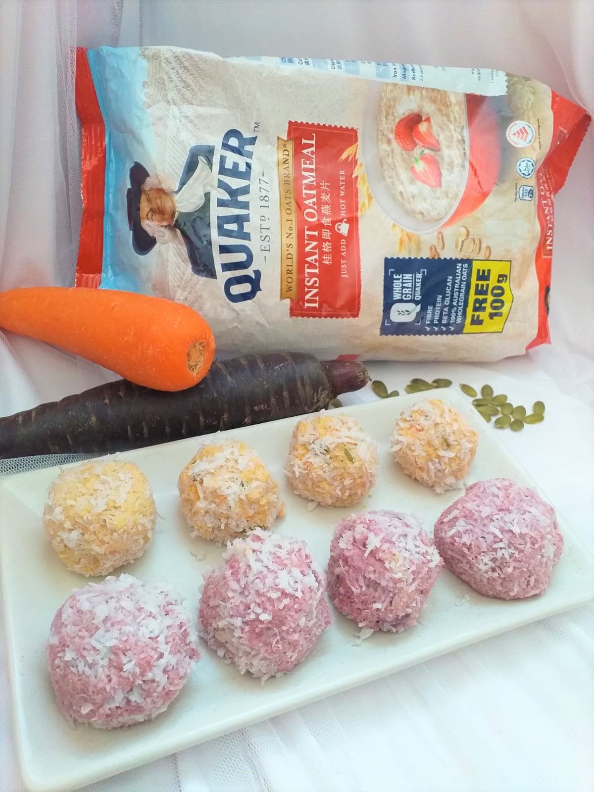 Purple &amp; Orange Carrot Oat Energy Balls